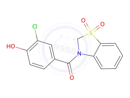 Chemical structure of (3-chloro-4-hydroxyphenyl)(1,1-dioxidobenzo[d]thiazol-3(2H)-yl)methanone
