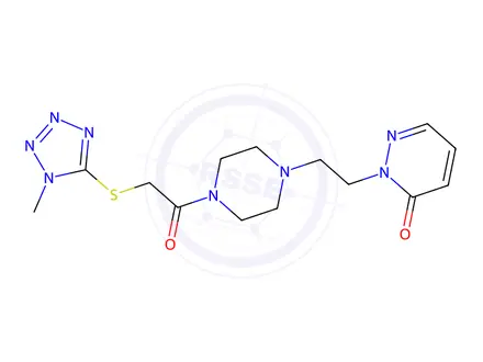 Chemical structure of 2-(2-(4-(2-((1-Methyl-1H-tetrazol-5-yl)thio)acetyl)piperazin-1-yl)ethyl)pyridazin-3(2H)-one