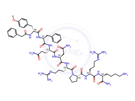 Chemical structure of [Phenylacetyl1, O-Me-D-Tyr2, Arg6,8, Lys9]-Vasopressin amide