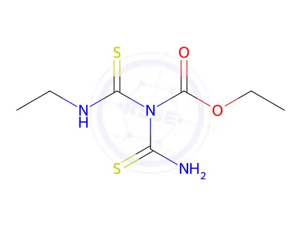 Chemical structure of Carbamic acid, (aminothioxomethyl)[(ethylamino)thioxomethyl]-, ethyl ester (9CI)