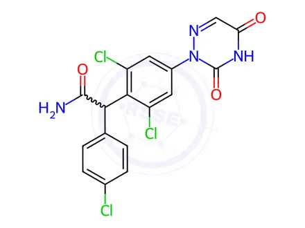 Chemical structure of 2,6-Dichloro-a-(4-chlorophenyl)-4-(4,5-dihydro-3,5-dioxo-1,2,4-triazin-2(3H)-yl)benzeneacetamide