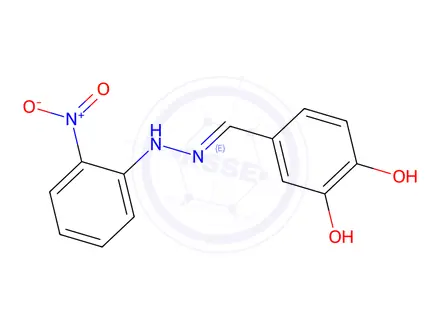 Chemical structure of 4-[2-(2-nitrophenyl)carbonohydrazonoyl]-1,2-benzenediol