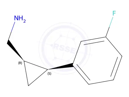 Chemical structure of ((1R,2S)-2-(3-fluorophenyl)cyclopropyl)methanamine