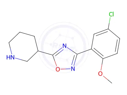 Chemical structure of 3-(5-Chloro-2-methoxyphenyl)-5-(piperidin-3-yl)-1,2,4-oxadiazole