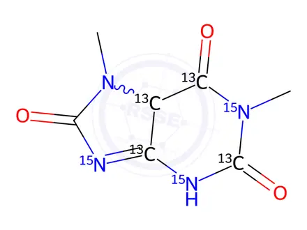 Chemical structure of 1,7-Dimethyluric acid-2,4,5,6-13C4-1,3,9-15N3