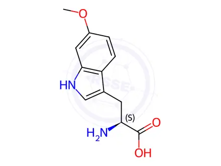 Chemical structure of (S)-2-amino-3-(6-methoxy-1H-indol-3-yl)propanoic acid