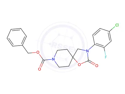 Chemical structure of Benzyl 3-(4-chloro-2-fluorophenyl)-2-oxo-1-oxa-3,8-diazaspiro[4.5]Decane-8-carboxylate