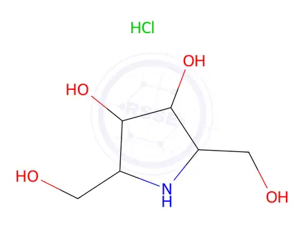 Chemical structure of (2S,3S,4S,5R)-3,4-Dihydroxy-2,5-pyrrolidinedimethanol hydrochloride