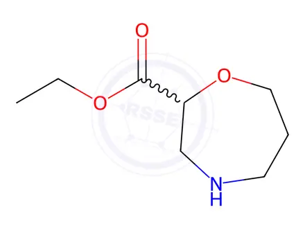 Chemical structure of 1,4-Oxazepine-2-carboxylic acid, hexahydro-, ethyl ester