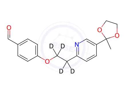 Chemical structure of 4-[2-[5-(2-Methyl-1,3-dioxolan-2-yl)-2-pyridinyl]ethoxy-d4]benzaldehyde