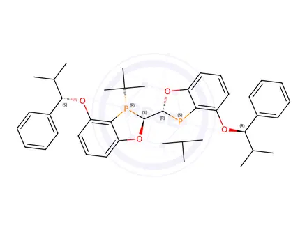 Chemical structure of (2R,2'R,3R,3'R)-3,3'-di-tert-butyl-4,4'-bis((R)-2-methyl-1-phenylpropoxy)-2,2',3, 3'-tetrahydro-2,2'-bibenzo[d][1,3]oxaphosphole