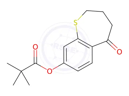 Chemical structure of 5-oxo-2,3,4,5-tetrahydrobenzo[b]thiepin-8-yl pivalate