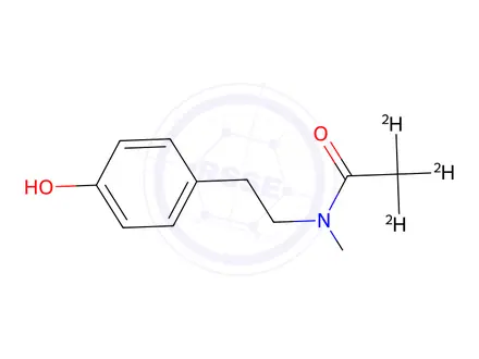 Chemical structure of N-[2-(4-Hydroxyphenyl)ethyl]acetamide-d4
