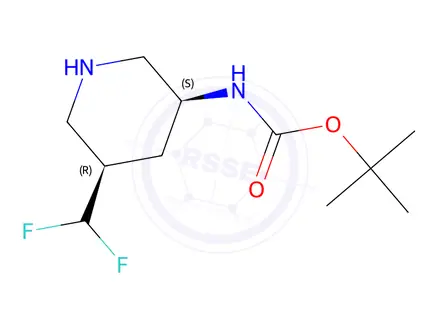 Chemical structure of Tert-butyl ((3S,5R)-5-(difluoromethyl)piperidin-3-yl)carbamate
