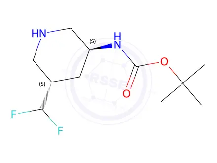 Chemical structure of Tert-butyl ((3S,5S)-5-(difluoromethyl)piperidin-3-yl)carbamate