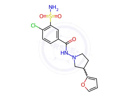 Chemical structure of 3-(Aminosulfonyl)-4-chloro-N-[3-(2-furanyl)-1-pyrrolidinyl]benzamide