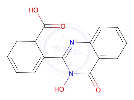 Chemical structure of 2-(3-Hydroxy-4-oxo-3,4-dihydro-2-quinazolinyl)benzenecarboxylic acid