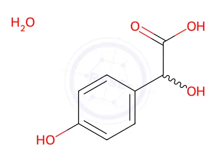 Chemical structure of 2-hydroxy-2-(4-hydroxyphenyl)acetic acid hydrate