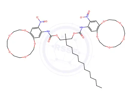 Chemical structure of 2-Dodecyl-2-methyl-1,3-propanediyl bis[N-[5 inverted exclamation marka-nitro(benzo-15-crown-5)-4 inverted exclamation marka-yl]carbamate]