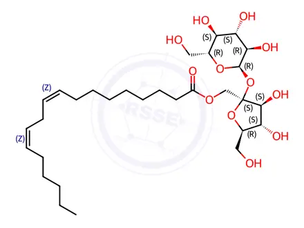 Chemical structure of sucrose (Z,Z)-9,12-octadecadienoate