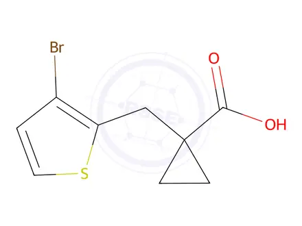 Chemical structure of 1-((3-Bromothiophen-2-yl)methyl)cyclopropane-1-carboxylic acid