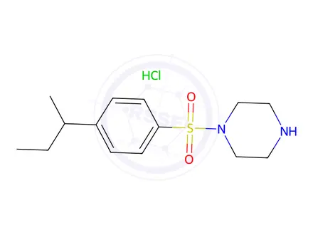 Chemical structure of 1-[(4-sec-butylphenyl)sulfonyl]piperazine hydrochloride