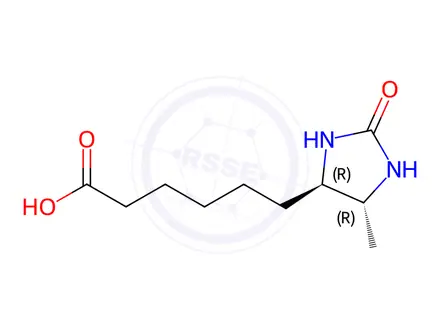 Chemical structure of 4-Imidazolidinehexanoic acid, 5-methyl-2-oxo-, (4R,5R)-rel-