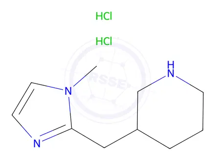Chemical structure of 3-(1-Methyl-1H-imidazol-2-ylmethyl)-piperidine dihydrochloride