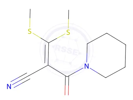 Chemical structure of 3,3-bis(methylthio)-2-(piperidine-1-carbonyl)acrylonitrile