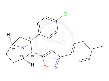 Chemical structure of 2β-carbophenoxy-3β-(4-chlorophenyl)trop