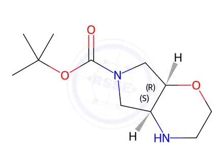 Chemical structure of (4aS,7aR)-tert-butyl hexahydropyrrolo[3,4-b][1,4]oxazine-6(2H)-carboxylate