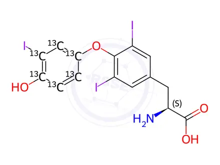 Chemical structure of 3,3',5-Triiodo-L-thyronine-13C6