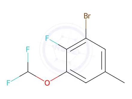 Chemical structure of Benzene, 1-bromo-3-(difluoromethoxy)-2-fluoro-5-methyl-
