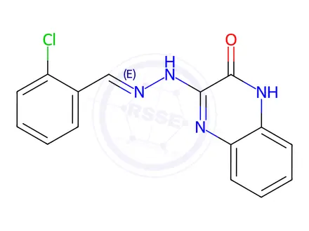 Chemical structure of 3-[(E)-2-[(2-Chlorophenyl)methylidene]hydrazin-1-yl]-1,2-dihydroquinoxalin-2-one