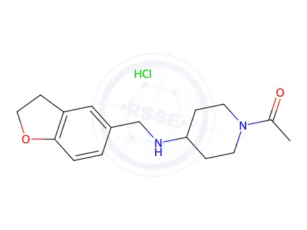 Chemical structure of 1-{4-[(2,3-dihydro-1-benzofuran-5-ylmethyl)amino]piperidin-1-yl}ethan-1-one hydrochloride