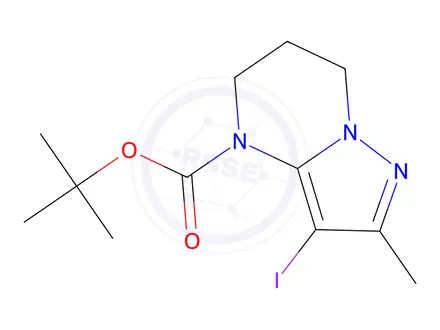 Chemical structure of Tert-butyl 3-iodo-2-methyl-6,7-dihydropyrazolo[1,5-a]pyrimidine-4(5H)-carboxylate