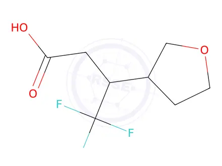 Chemical structure of 4,4,4-Trifluoro-3-(tetrahydrofuran-3-yl)butanoic acid