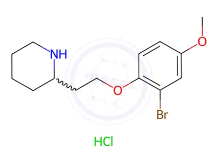 Chemical structure of 2-[2-(2-Bromo-4-methoxyphenoxy)ethyl]piperidine hydrochloride