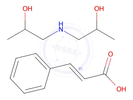 Chemical structure of cinnamic acid, compound with 1,1'-iminodi(propan-2-ol) (1:1)
