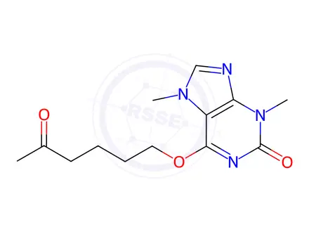 Chemical structure of 3,7-Dihydro-3,7-dimethyl-6-[(5-oxohexyl)oxy]-2H-purin-2-one