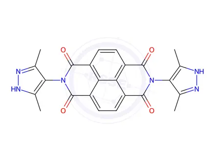 Chemical structure of Benzo[lmn][3,8]phenanthroline-1,3,6,8(2H,7H)-tetrone, 2,7-bis(3,5-dimethyl-1H-pyrazol-4-yl)-