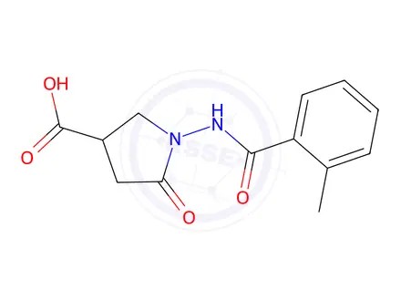 Chemical structure of 1-[(2-Methylbenzoyl)amino]-5-oxopyrrolidine-3-carboxylic acid