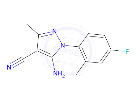 Chemical structure of 5-Amino-1-(4-fluoro-2-methylphenyl)-3-methyl-1H-pyrazole-4-carbonitrile