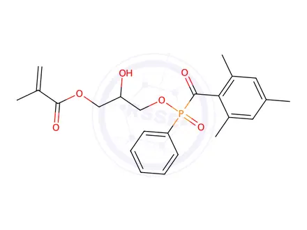 Chemical structure of 2-Hydroxy-3-((phenyl(2,4,6-trimethylbenzoyl)phosphoryl)oxy)propyl methacrylate