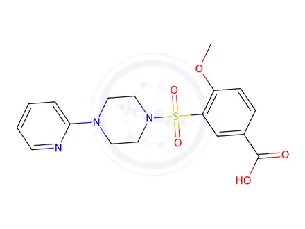 Chemical structure of 4-Methoxy-3-{[4-(pyridin-2-yl)piperazin-1-yl]sulfonyl}benzoic acid