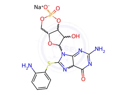 Chemical structure of 8-(2-AMINOPHENYLTHIO) GUANOSINE-3',5'-CYCLIC MONOPHOSPHATE SODIUM SALT