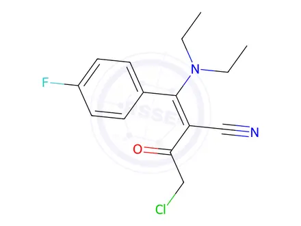 Chemical structure of (2Z)-2-(chloroacetyl)-3-(diethylamino)-3-(4-fluorophenyl)acrylonitrile