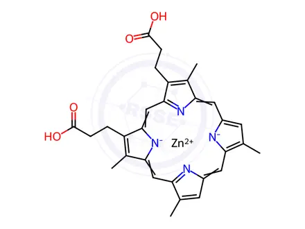 Chemical structure of Zn(II) Deuteroporphyrin IX