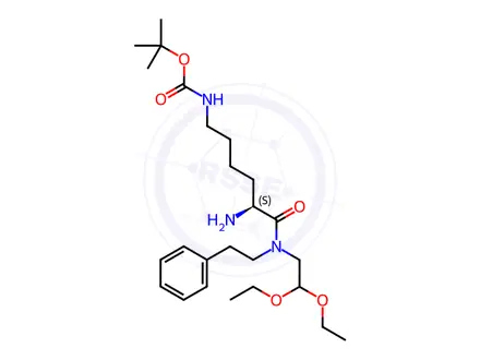 Chemical structure of Carbamic acid, N-[(5S)-5-amino-6-[(2,2-diethoxyethyl)(2-phenylethyl)amino]-6-oxohexyl]-, 1,1-dimethylethyl ester