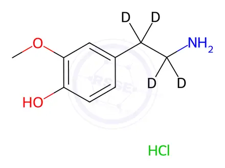Chemical structure of 3-Methoxytyramine-[D4]hydrochloride